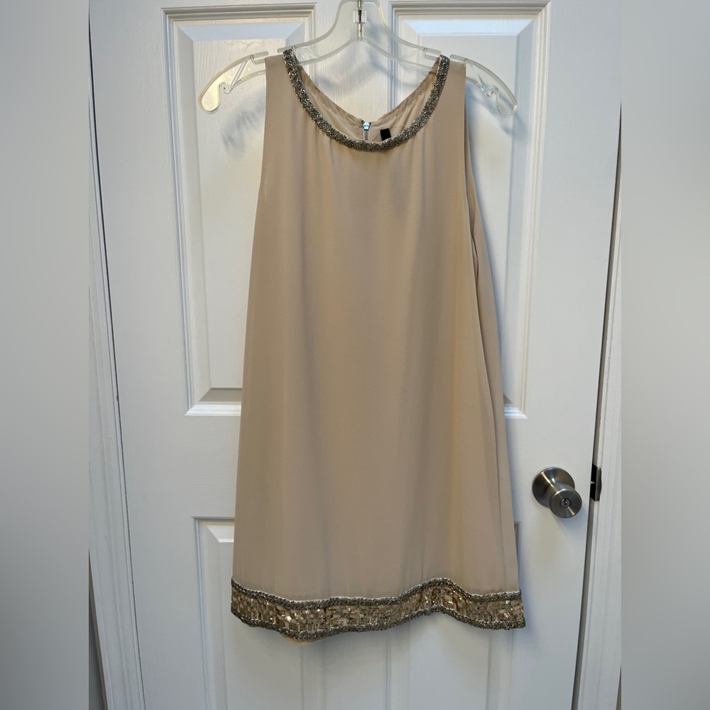 Renee C. Tan and Gold Mini Dress